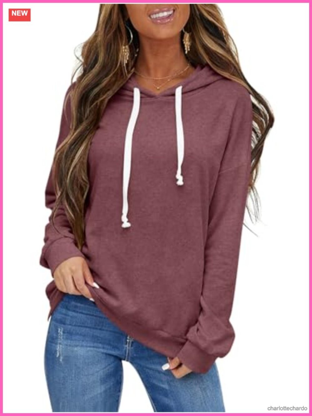 Women's Lightweight Drawstring Hoodie Long Sleeve Pullover Soft Stretch Casual